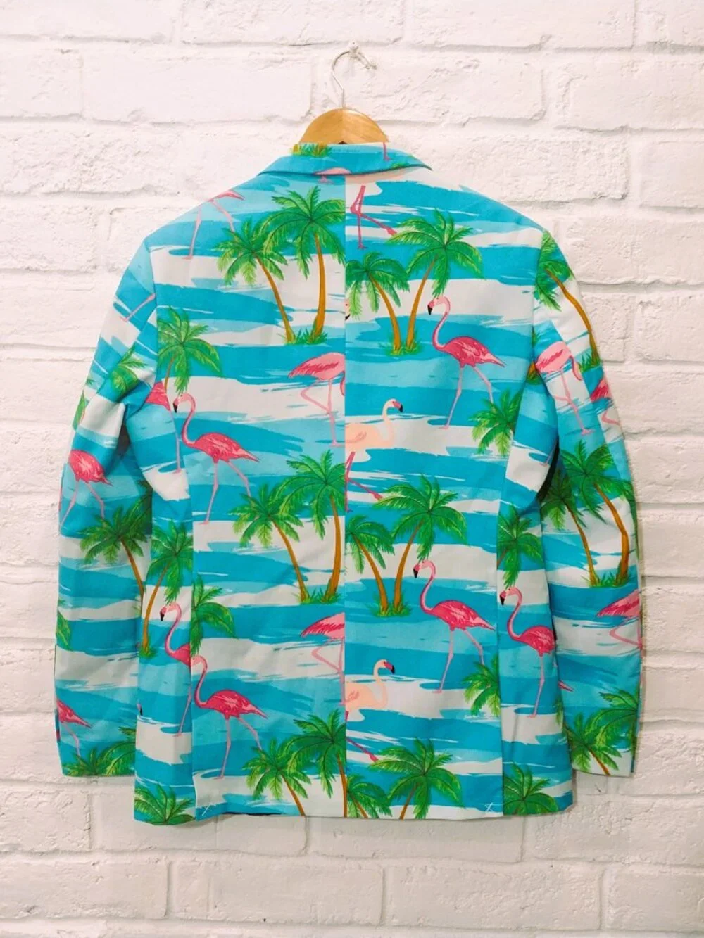 OppoSuits Mens 38 Jacket Pants Suit Tropical Flamingo Beach Party Blue Pink NEW.